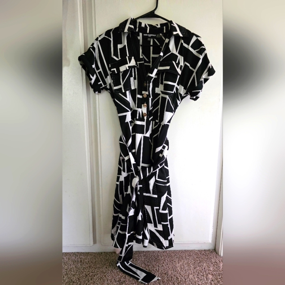 KARL LAGERFELD Women's Printed Belted Utility Dress